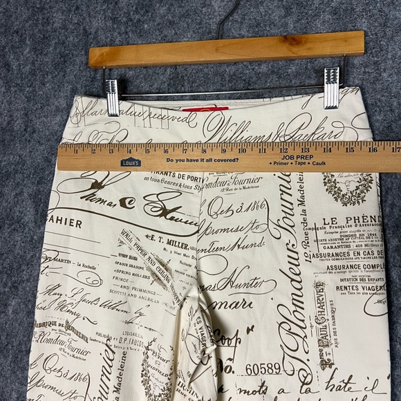 Krazy Larry Beige & BrownCursive Skinny Pants Pull-OnStretch Size 6 - Picture 8 of 12